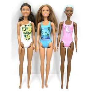 Barbie Mattel Doll Lot of 3 Water Play Beach Teressa, Blue Beach Moon Lemons